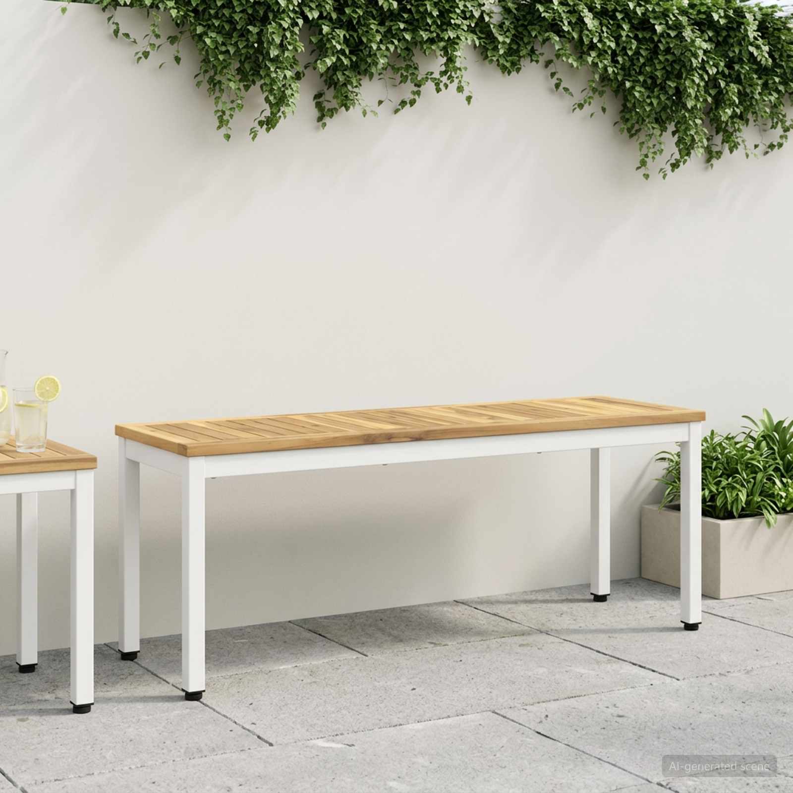 vidaXL Garden Bench 108.5 x 35 x 45 cm Solid Acacia Wood White 1