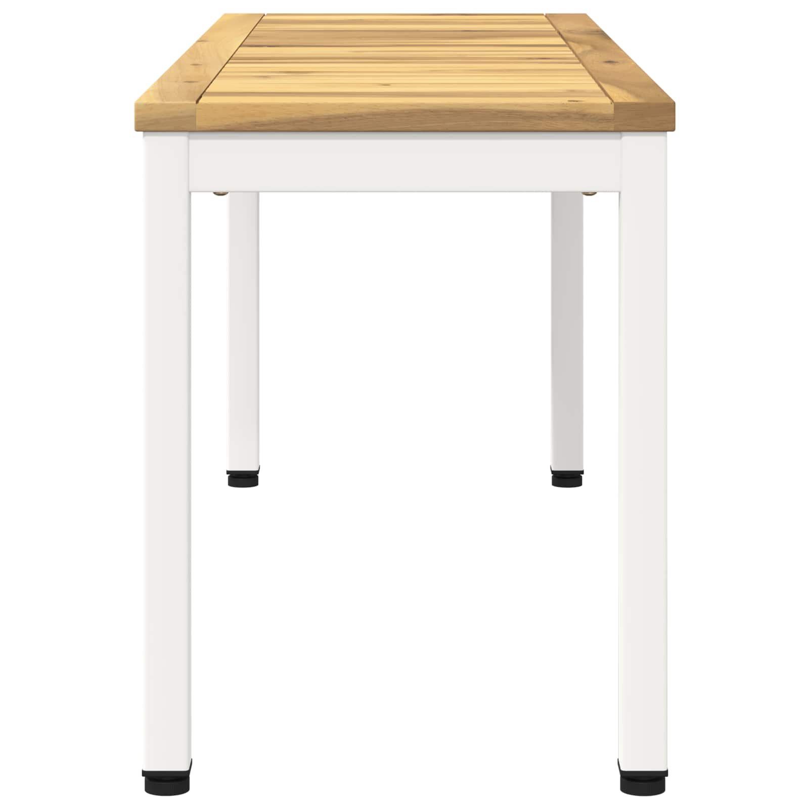 vidaXL Garden Bench 108.5 x 35 x 45 cm Solid Acacia Wood White 4