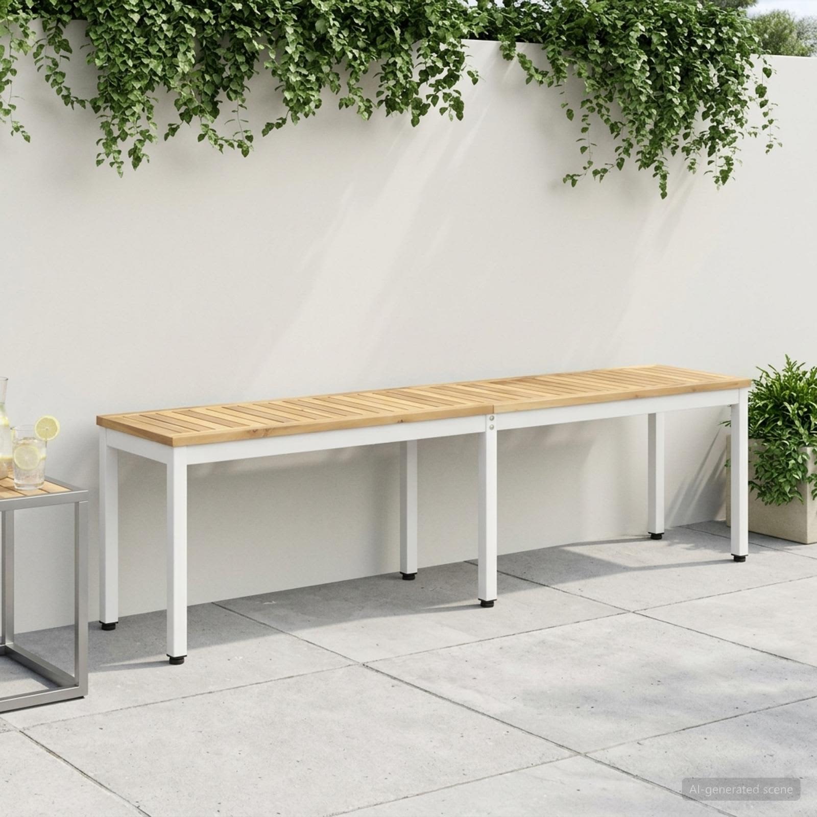 vidaXL Garden Bench 161 x 35 x 45 cm Solid Acacia Wood White 1