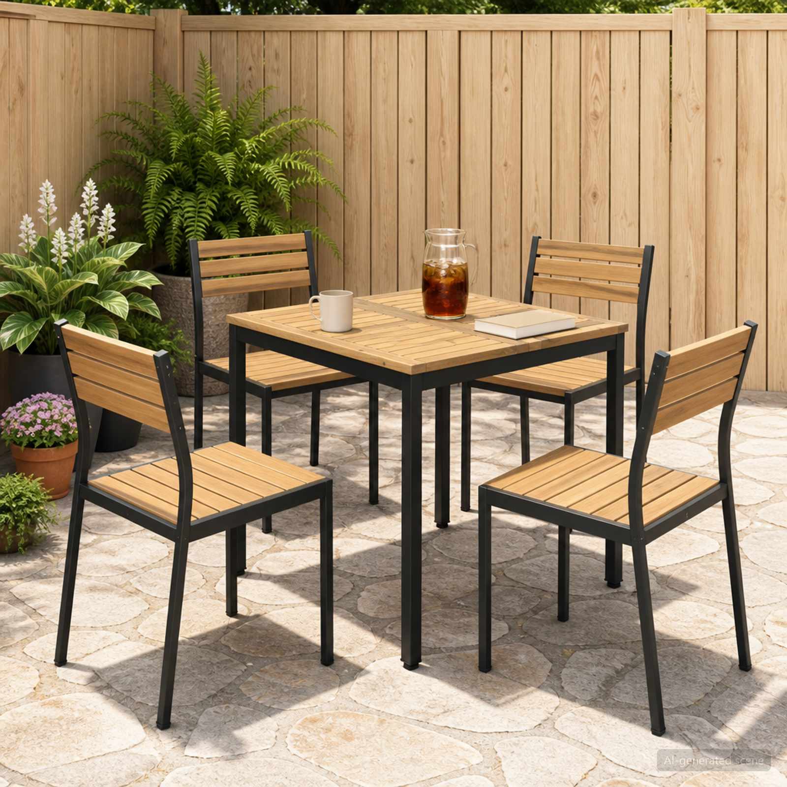 vidaXL Garden Dinner Table White and Black 70 x 68.5 x 75 cm 1