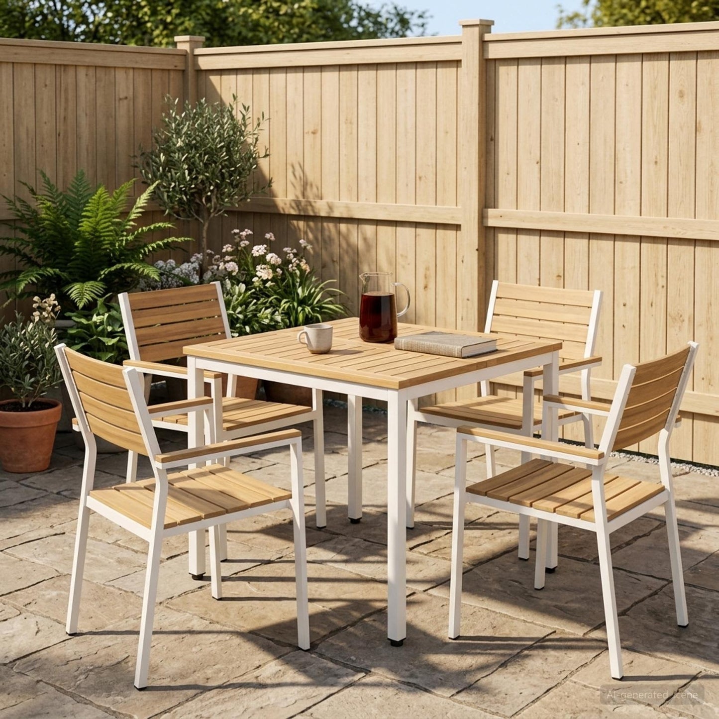 vidaXL Garden Dinner Table White 70 x 68.5 x 75 cm Solid Acacia Wood 1