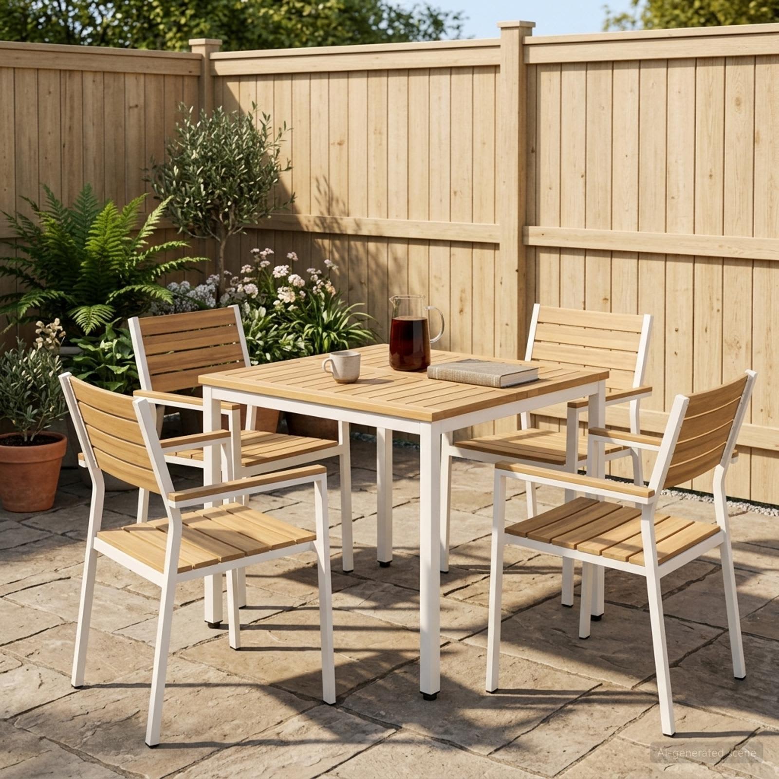 vidaXL Garden Dinner Table White 70 x 68.5 x 75 cm Solid Acacia Wood 1