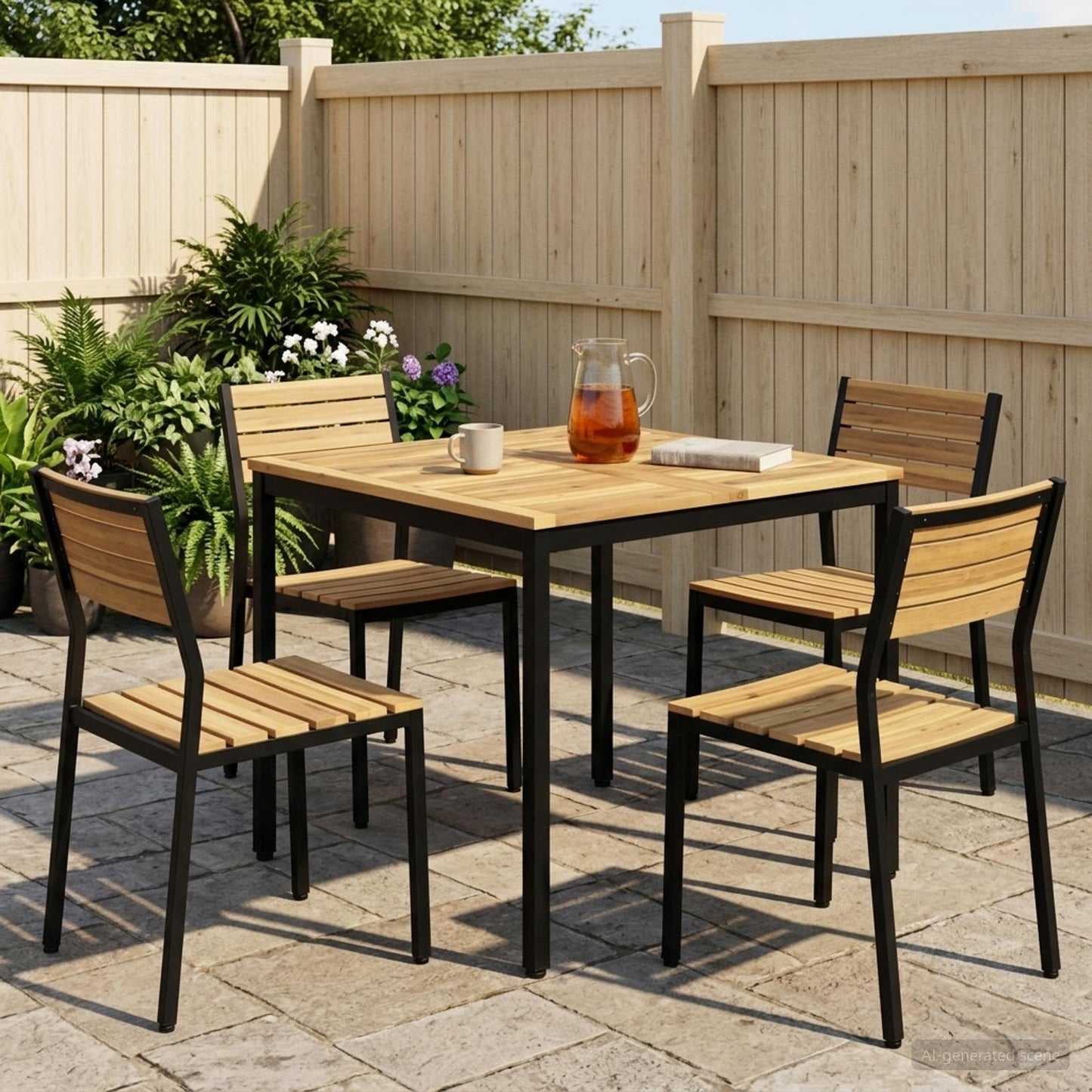 vidaXL Garden Dinner Table White and Black 80 x 80.5 x 75 cm 1