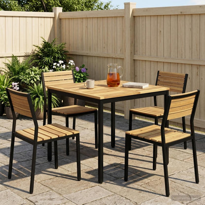 vidaXL Garden Dinner Table White and Black 80 x 80.5 x 75 cm 1