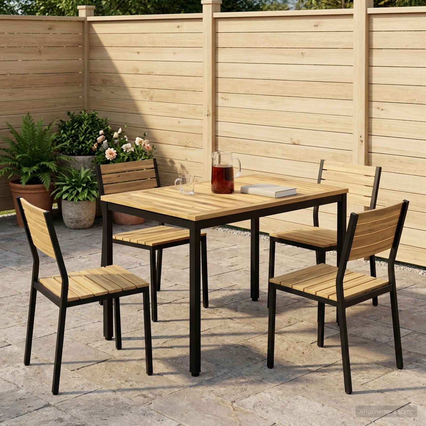 vidaXL Garden Dinner Table White and Black 108.5 x 55 x 75 cm 1