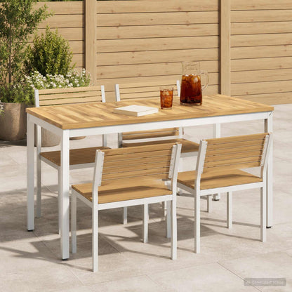vidaXL Garden Dinner Table White 108.5 x 55 x 75 cm Solid Acacia Wood 1