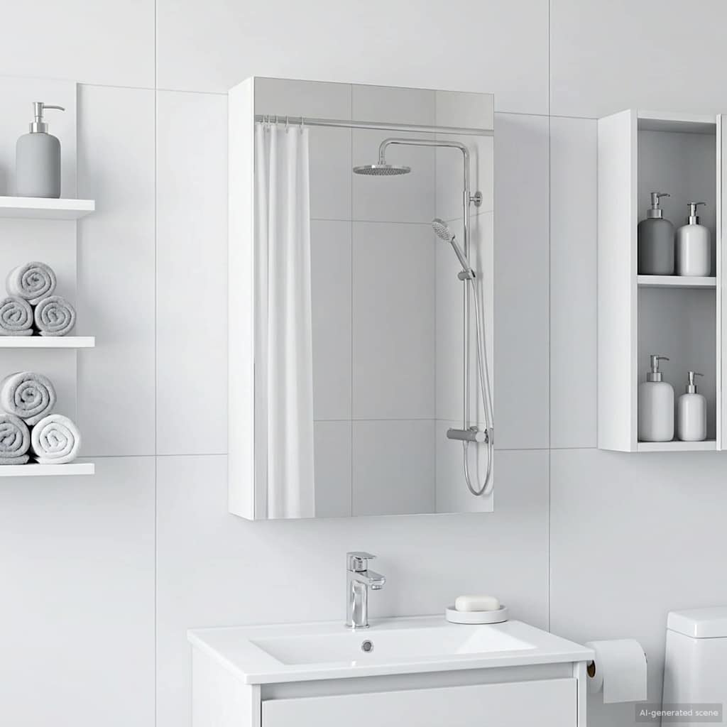 vidaXL Bathroom Mirror Cabinet White 30 x 10.5 x 50 cm Engineered wood 4