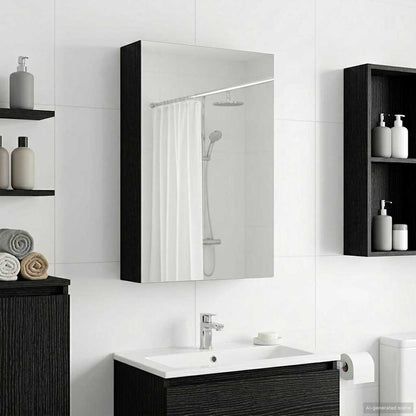 vidaXL Bathroom Mirror Cabinet Black Oak 30 x 10.5 x 50 cm 4