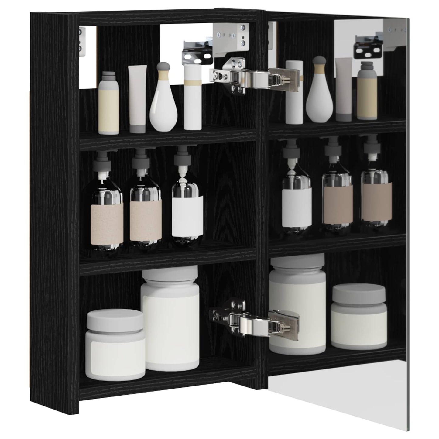 vidaXL Bathroom Mirror Cabinet Black Oak 30 x 10.5 x 50 cm 3