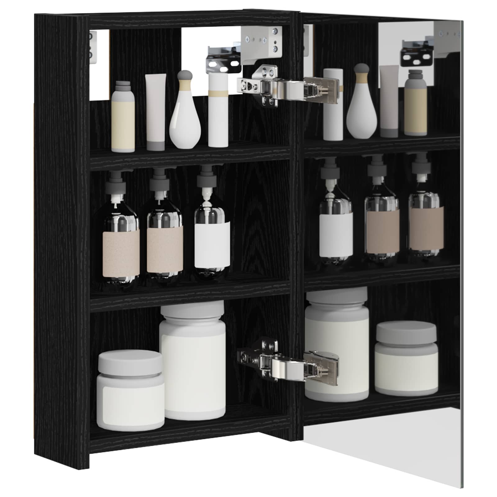 vidaXL Bathroom Mirror Cabinet Black Oak 30 x 10.5 x 50 cm 3