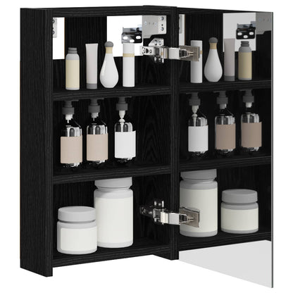vidaXL Bathroom Mirror Cabinet Black Oak 30 x 10.5 x 50 cm 3