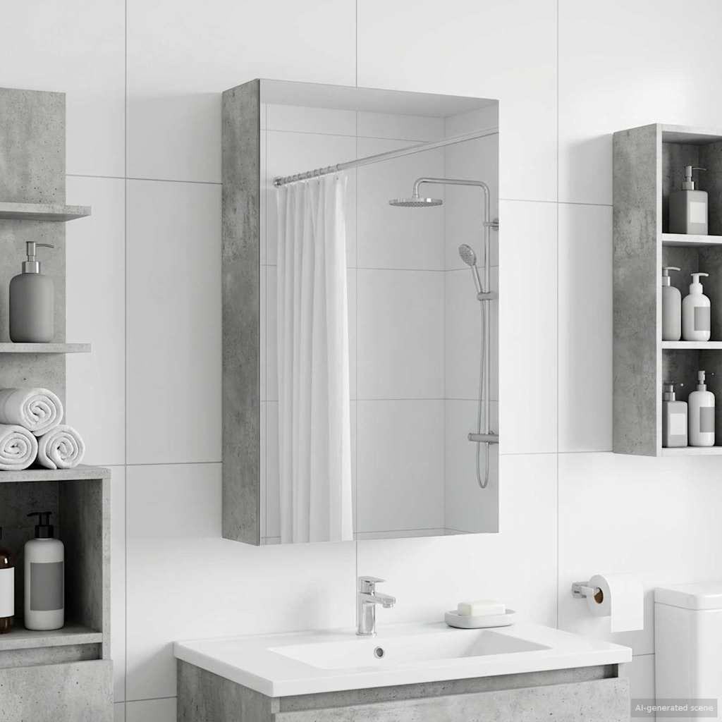 vidaXL Bathroom Mirror Cabinet Concrete Grey 30 x 10.5 x 50 cm 4