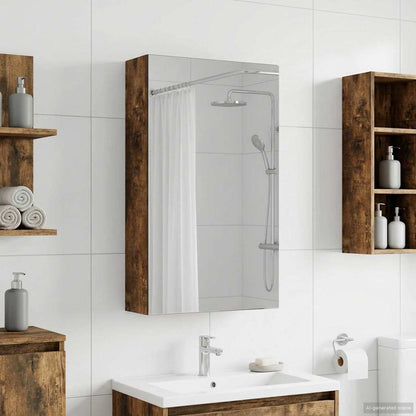 vidaXL Bathroom Mirror Cabinet Smoked Oak 30 x 10.5 x 50 cm 1