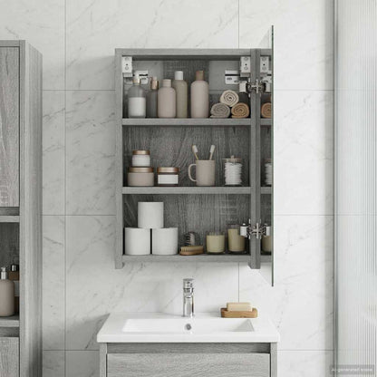 vidaXL Bathroom Mirror Cabinet Grey Sonoma 30 x 10.5 x 50 cm 1