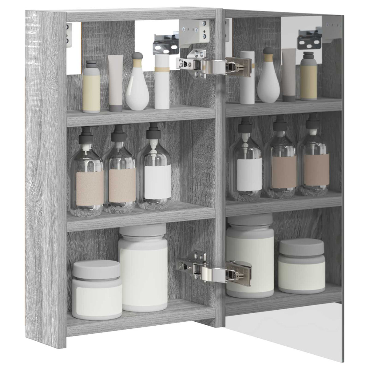 vidaXL Bathroom Mirror Cabinet Grey Sonoma 30 x 10.5 x 50 cm 3