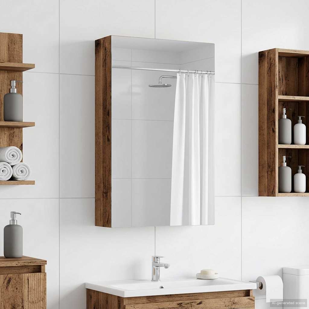 vidaXL Bathroom Mirror Cabinet Old Wood 30 x 10.5 x 50 cm 4