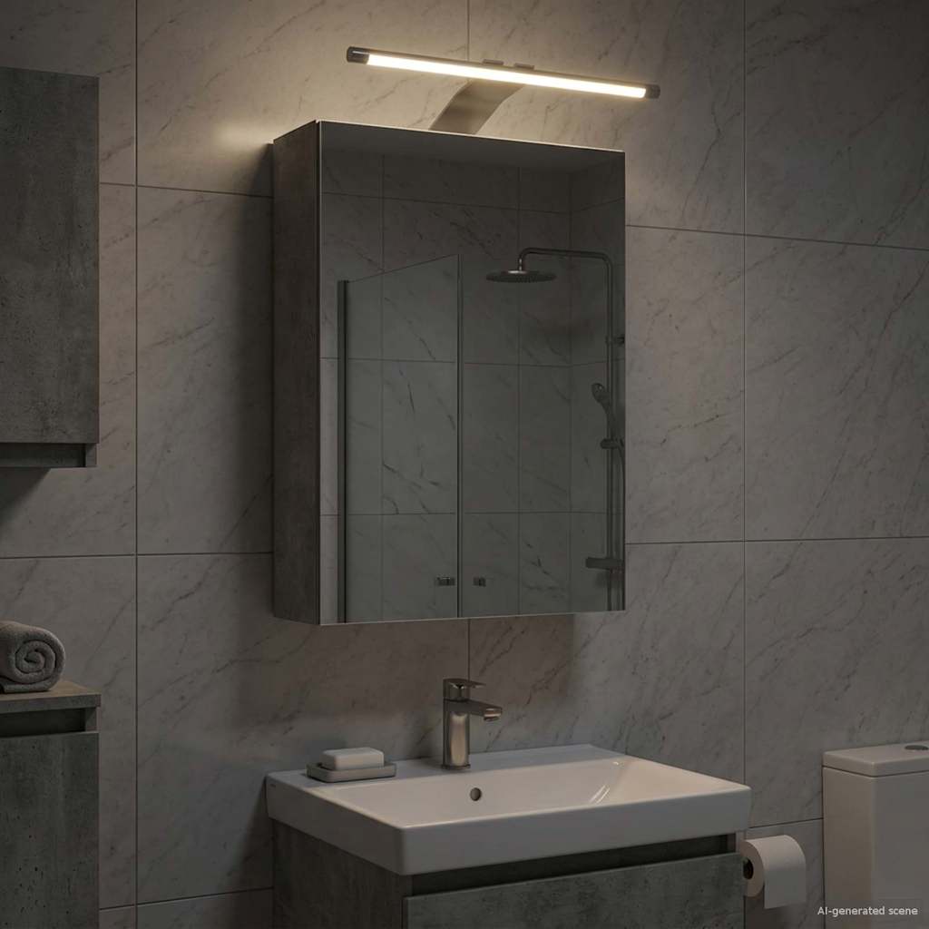 vidaXL Bathroom Mirror Cabinet Concrete Grey 30 x 10.5 x 50 cm 4