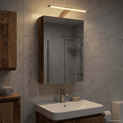 vidaXL Bathroom Mirror Cabinet Old Wood 30 x 10.5 x 50 cm 1