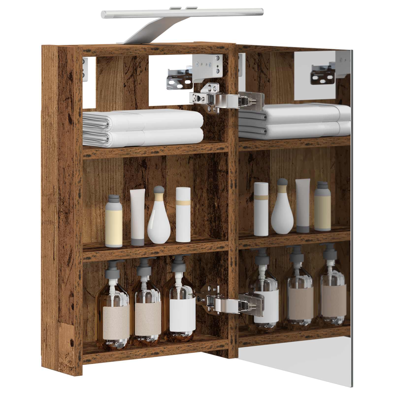 vidaXL Bathroom Mirror Cabinet Old Wood 30 x 10.5 x 50 cm 3