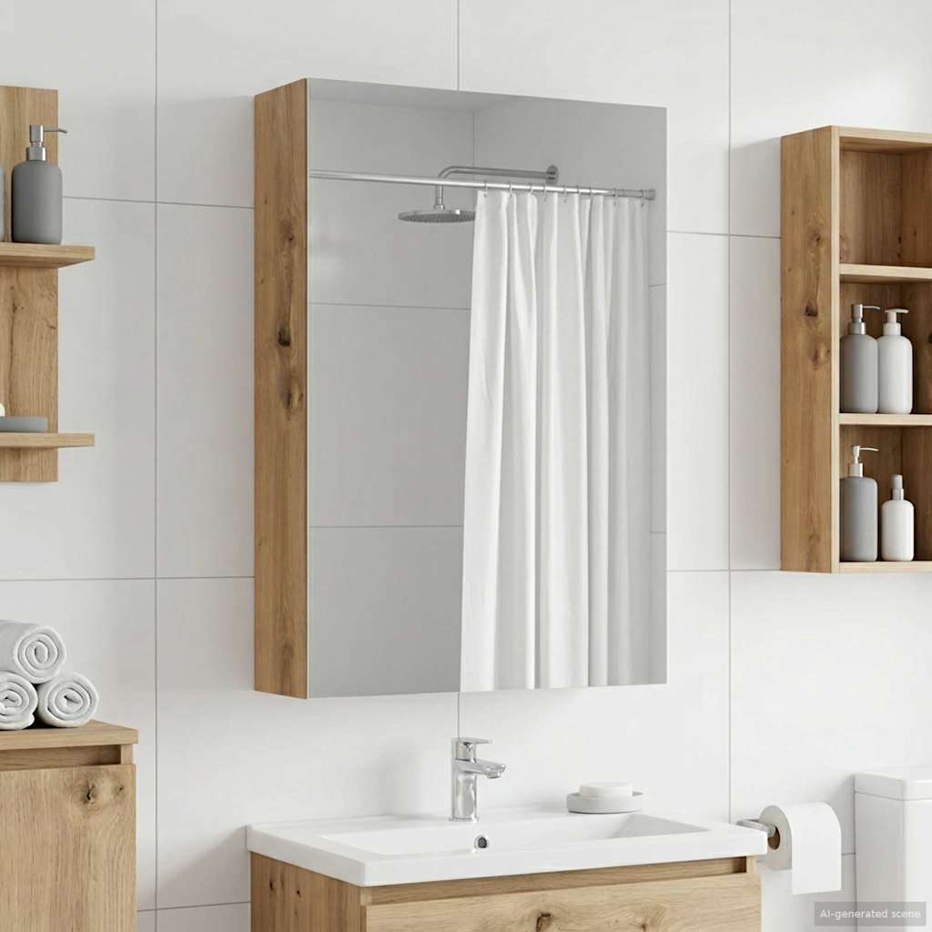 vidaXL Bathroom Mirror Cabinet Artisan Oak 40 x 10.5 x 60.5 cm 1
