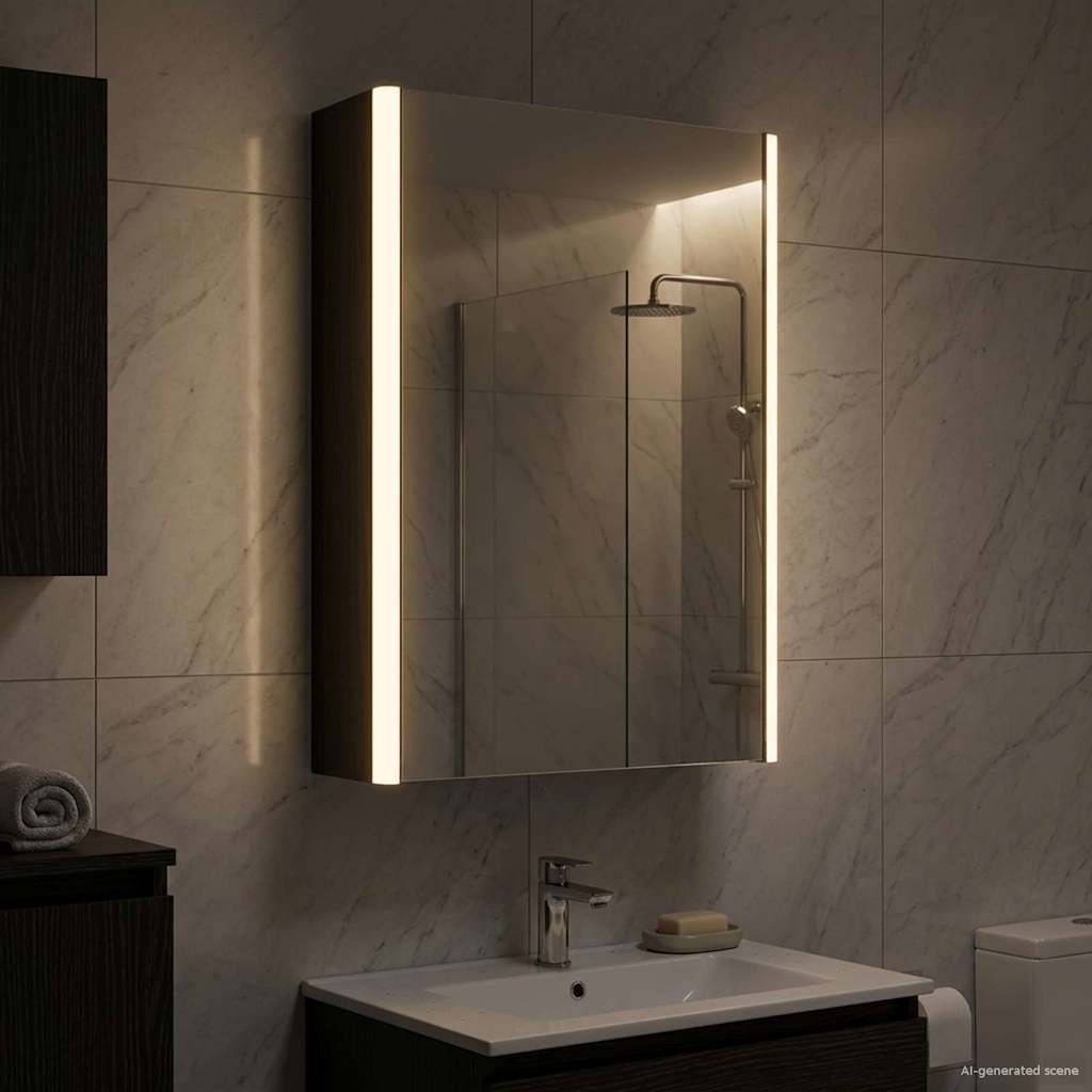 vidaXL Bathroom Mirror Cabinet Black Oak 33 x 11.5 x 50 cm 1