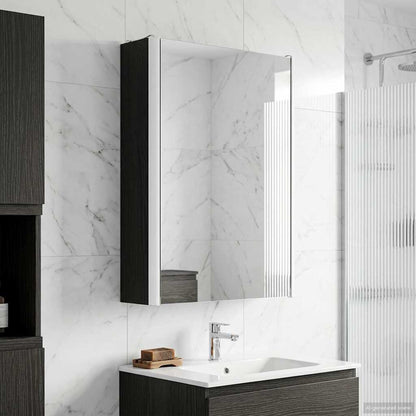 vidaXL Bathroom Mirror Cabinet Black Oak 33 x 11.5 x 50 cm 4