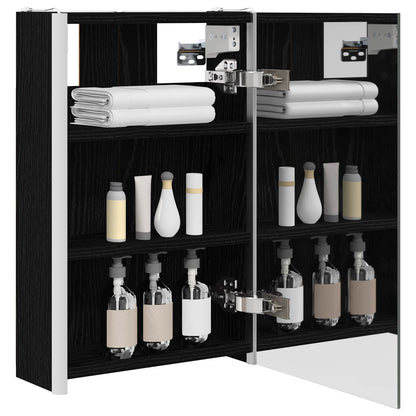 vidaXL Bathroom Mirror Cabinet Black Oak 33 x 11.5 x 50 cm 3