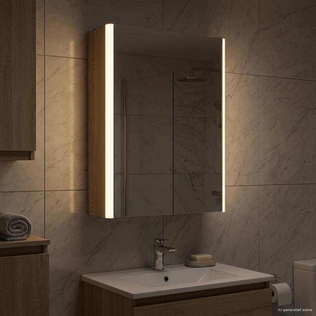 vidaXL Bathroom Mirror Cabinet Sonoma Oak 33 x 11.5 x 50 cm 1