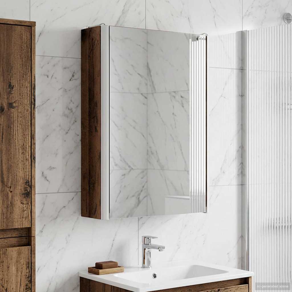 vidaXL Bathroom Mirror Cabinet Old Wood 33 x 11.5 x 50 cm 1