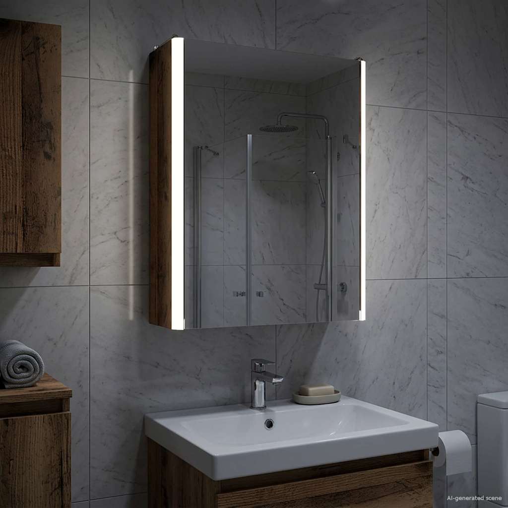 vidaXL Bathroom Mirror Cabinet Old Wood 33 x 11.5 x 50 cm 4