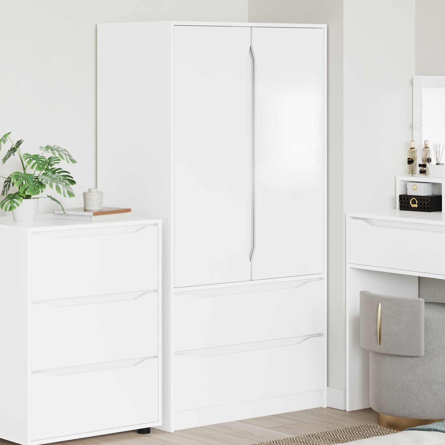 vidaXL Wardrobe with Drawer White 79.5 x 49 x 156 cm Engineered Wood 1