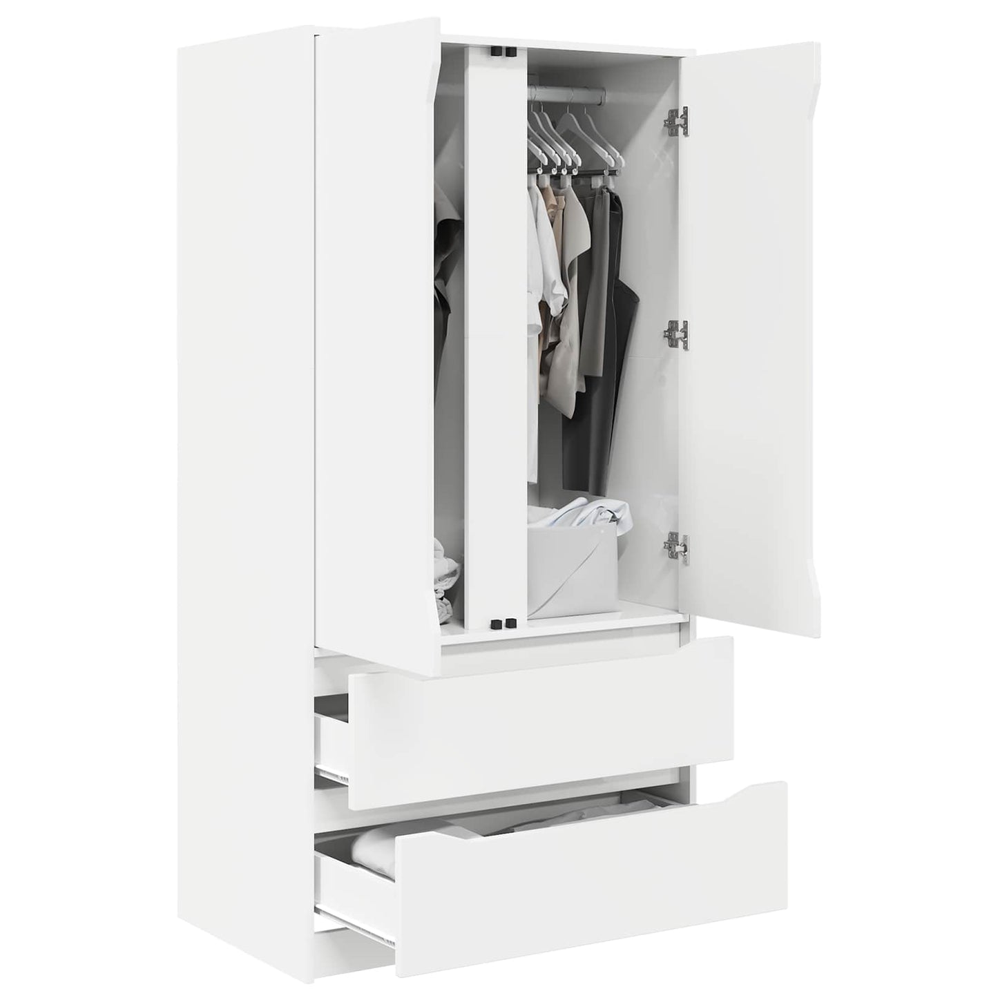 vidaXL Wardrobe with Drawer White 79.5 x 49 x 156 cm Engineered Wood 3