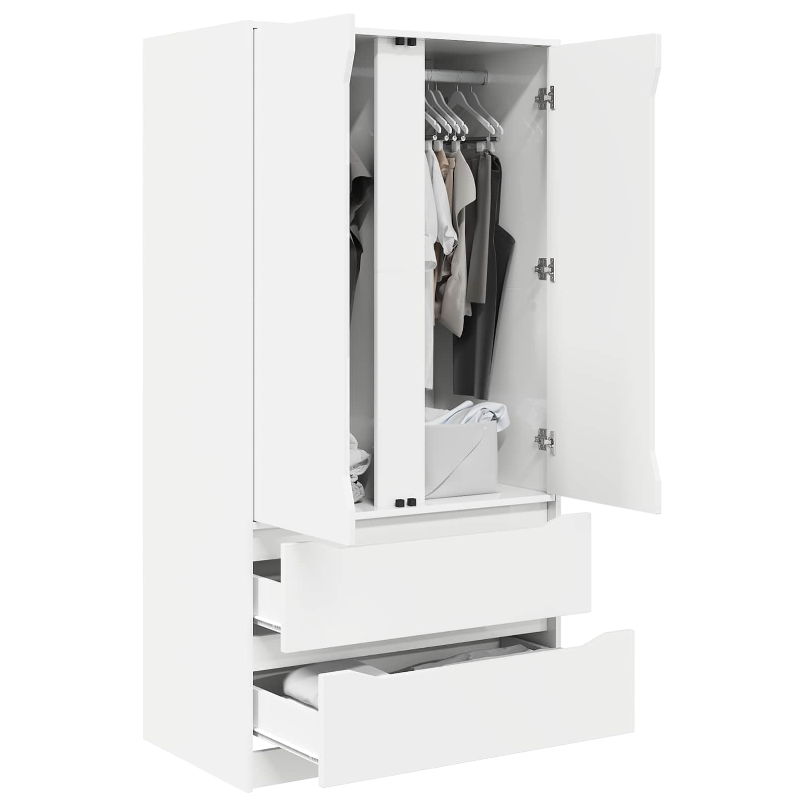 vidaXL Wardrobe with Drawer White 79.5 x 49 x 156 cm Engineered Wood 3