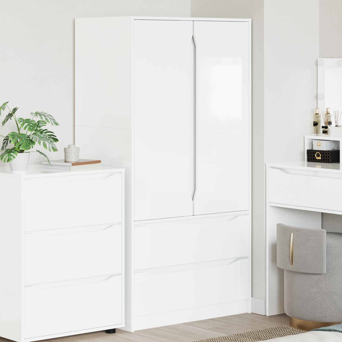 vidaXL Wardrobe High Gloss White 79.5 x 49 x 156 cm Engineered Wood 1