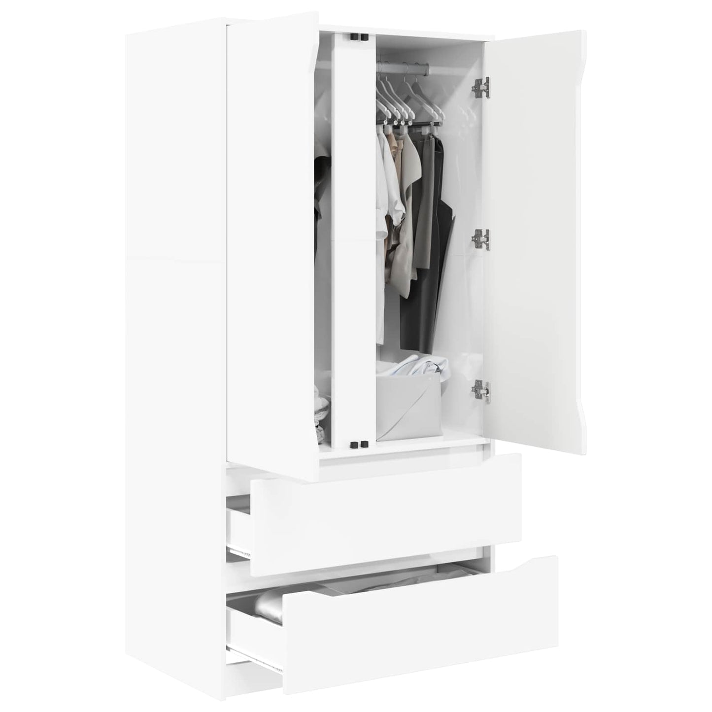 vidaXL Wardrobe High Gloss White 79.5 x 49 x 156 cm Engineered Wood 3