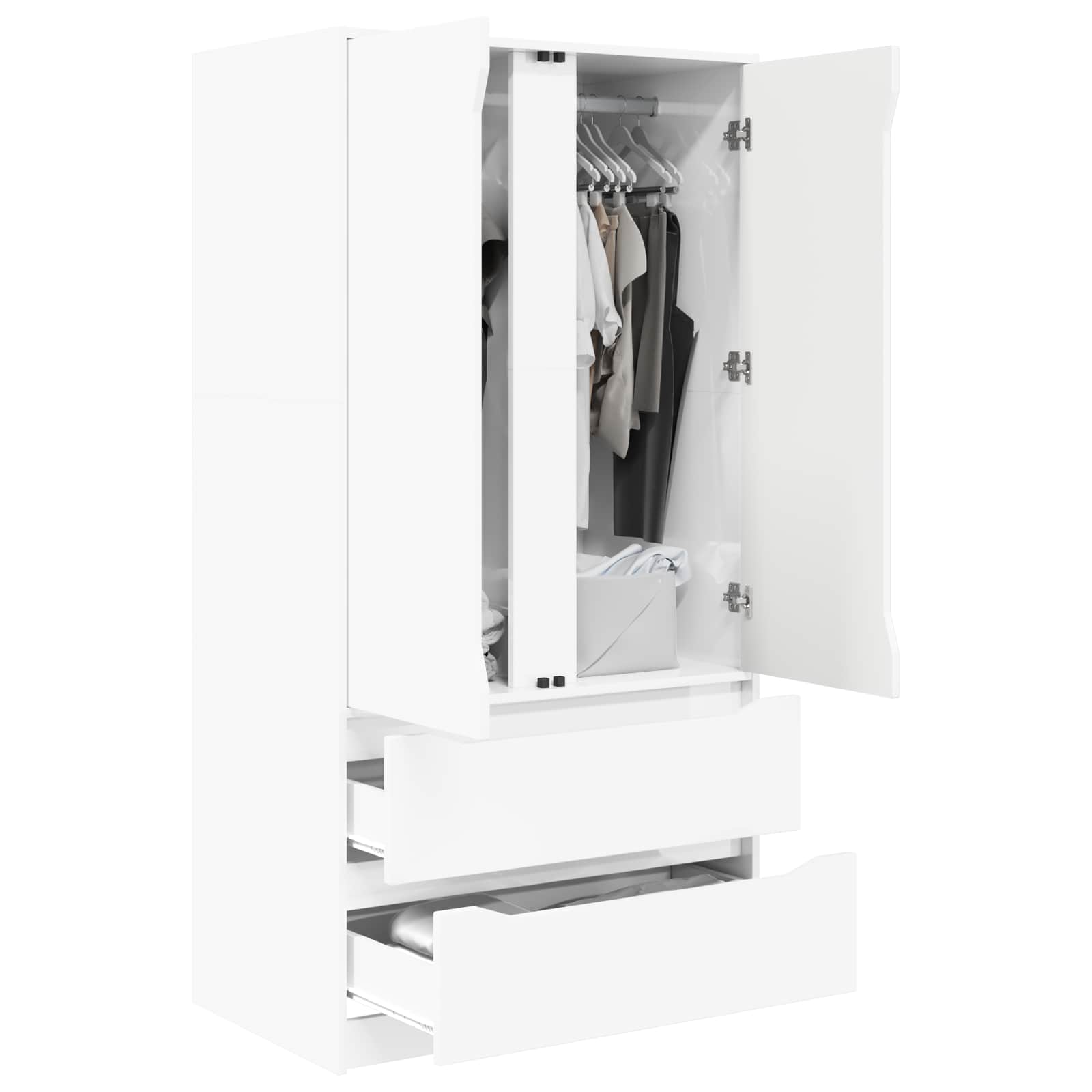 vidaXL Wardrobe High Gloss White 79.5 x 49 x 156 cm Engineered Wood 3