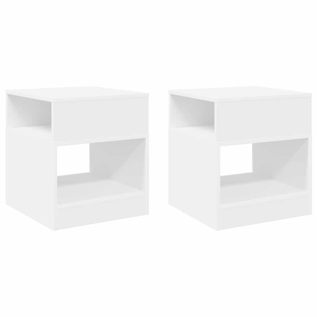 vidaXL End Table 2 pcs White 40.5 x 40 x 45 cm Engineered Wood 2