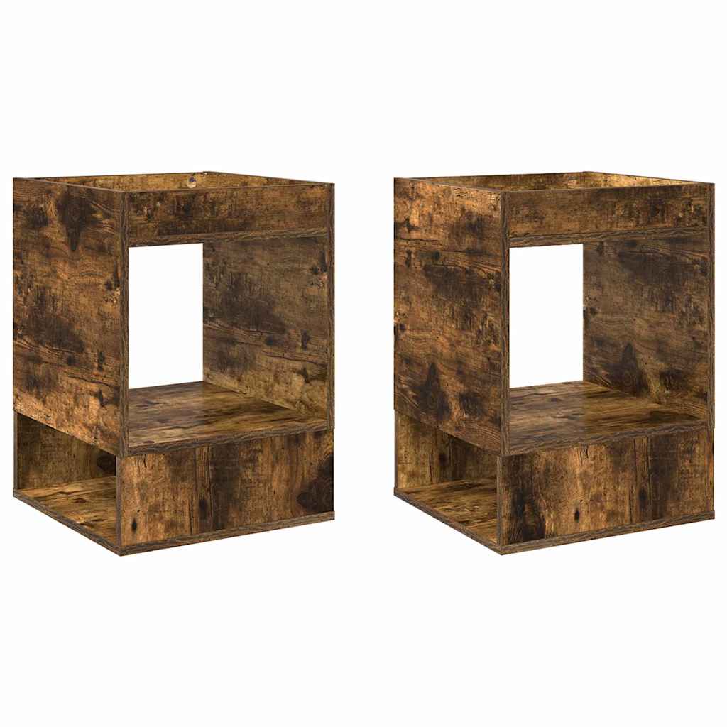 vidaXL End Table 2 pcs Smoked Oak 40 x 40 x 56 cm Engineered Wood 2