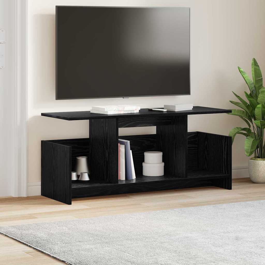 vidaXL TV Stand 102 x 35 x 45 cm Black Oak Engineered Wood 4