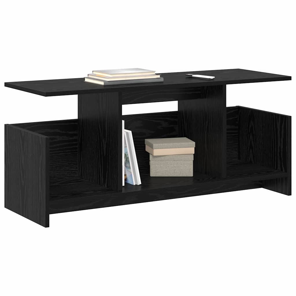 vidaXL TV Stand 102 x 35 x 45 cm Black Oak Engineered Wood 3