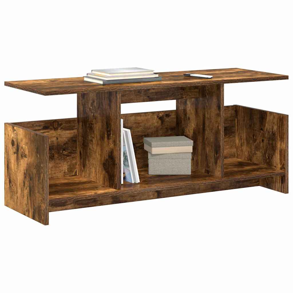 vidaXL TV Stand 102 x 35 x 45 cm Smoked Oak Engineered Wood 3