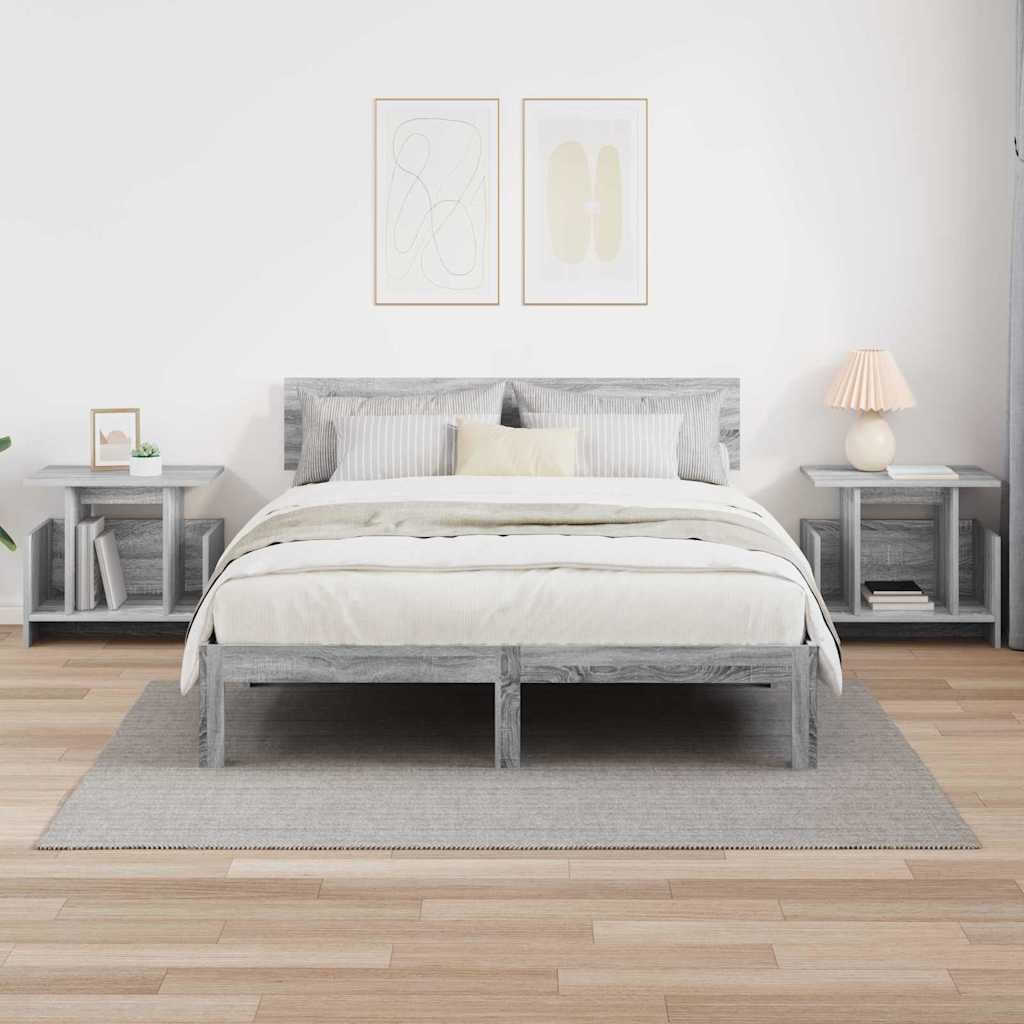vidaXL TV Stand 2 pcs Grey Sonoma Engineered Wood 4