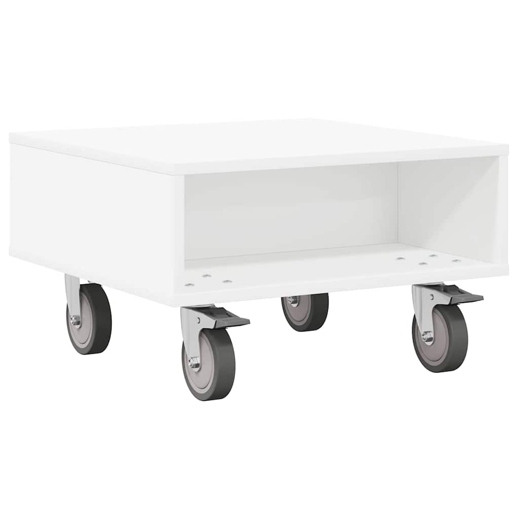 Side Table with Wheels White