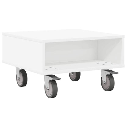 Side Table with Wheels White