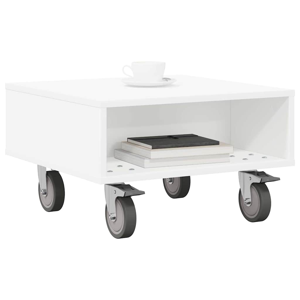Side Table with Wheels White
