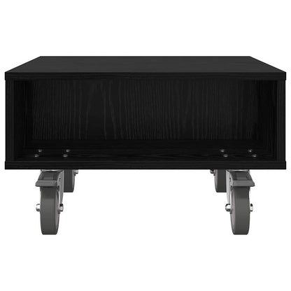 vidaXL Side Table with Wheels Black Oak 50.5 x 50 x 30 cm 5