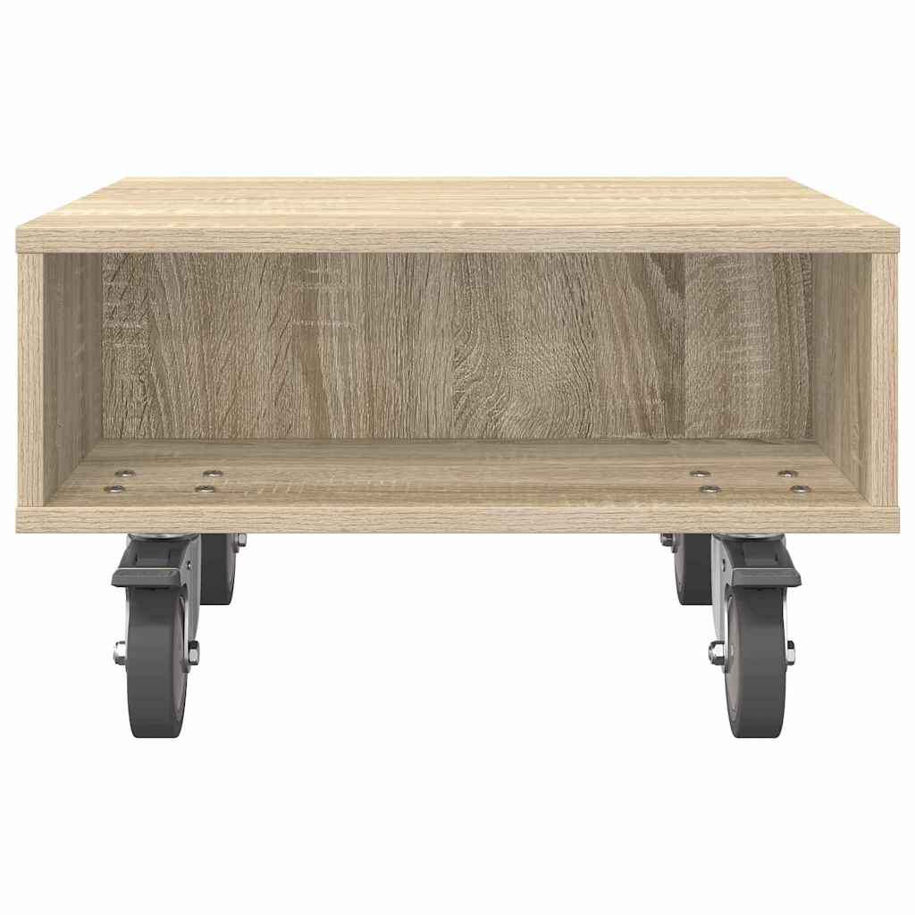 vidaXL Side Table with Wheels Sonoma Oak 50.5 x 50 x 30 cm 5