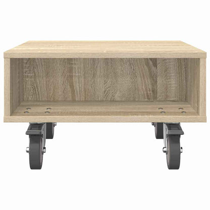 vidaXL Side Table with Wheels Sonoma Oak 50.5 x 50 x 30 cm 5