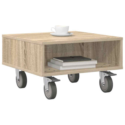 vidaXL Side Table with Wheels Sonoma Oak 50.5 x 50 x 30 cm 3