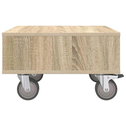 vidaXL Side Table with Wheels Sonoma Oak 50.5 x 50 x 30 cm 6